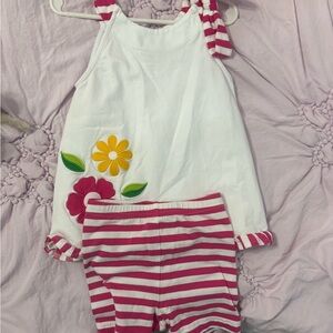 Florence Eiseman White and Pink Striped Toddler Outfit